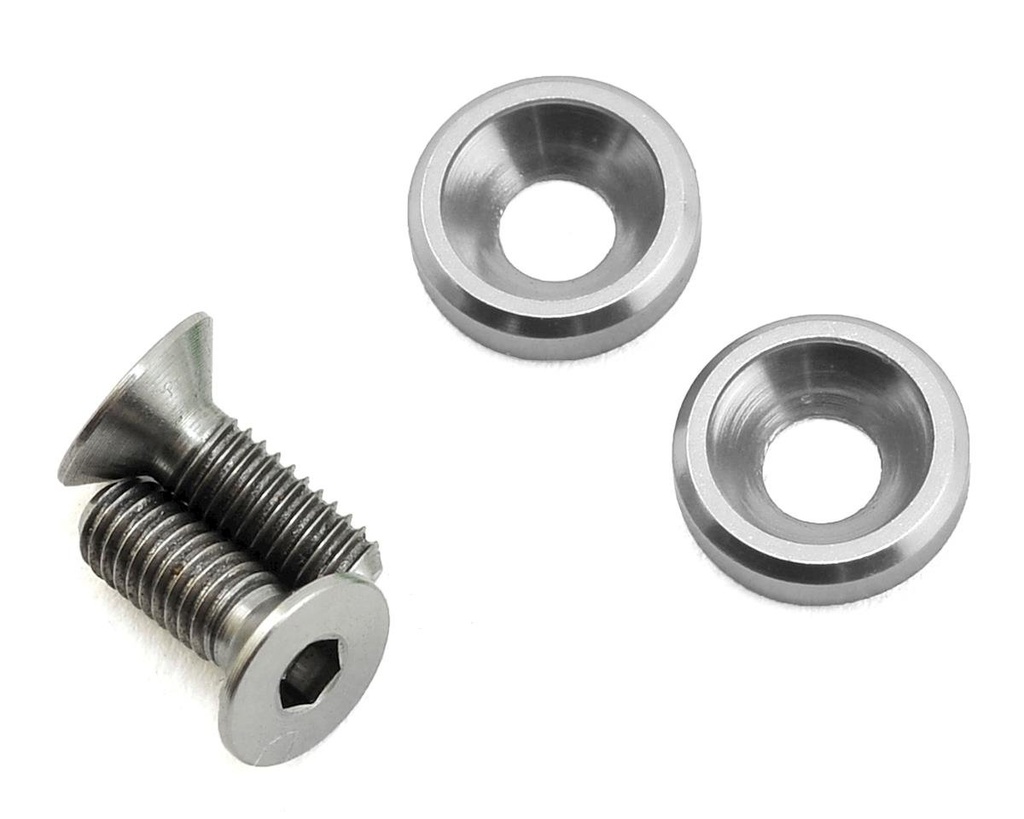 175RC 3x8mm Titanium Flat Head Motor Screws w/Aluminum Washers (Silver) (2)