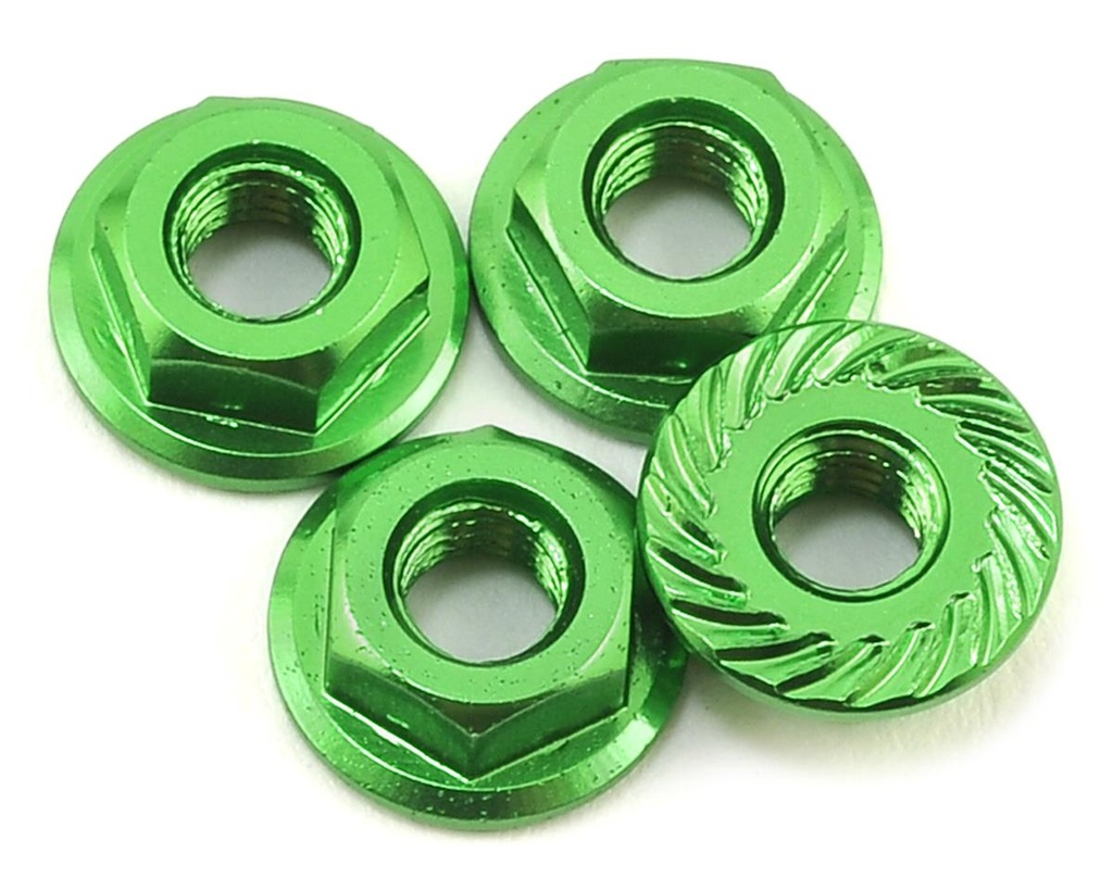 175RC Aluminum 4mm Serrated Wheel Nuts (Green)