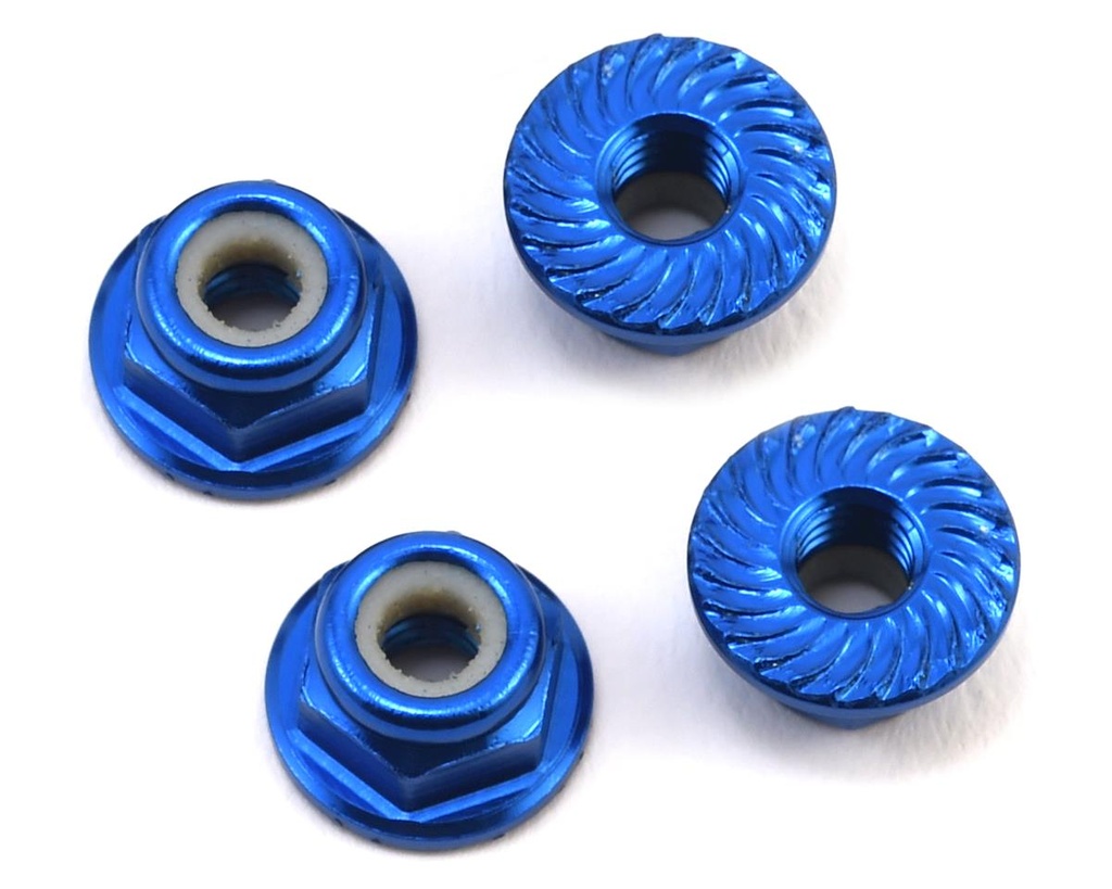 175RC Aluminum 4mm Serrated Locknuts (Blue)