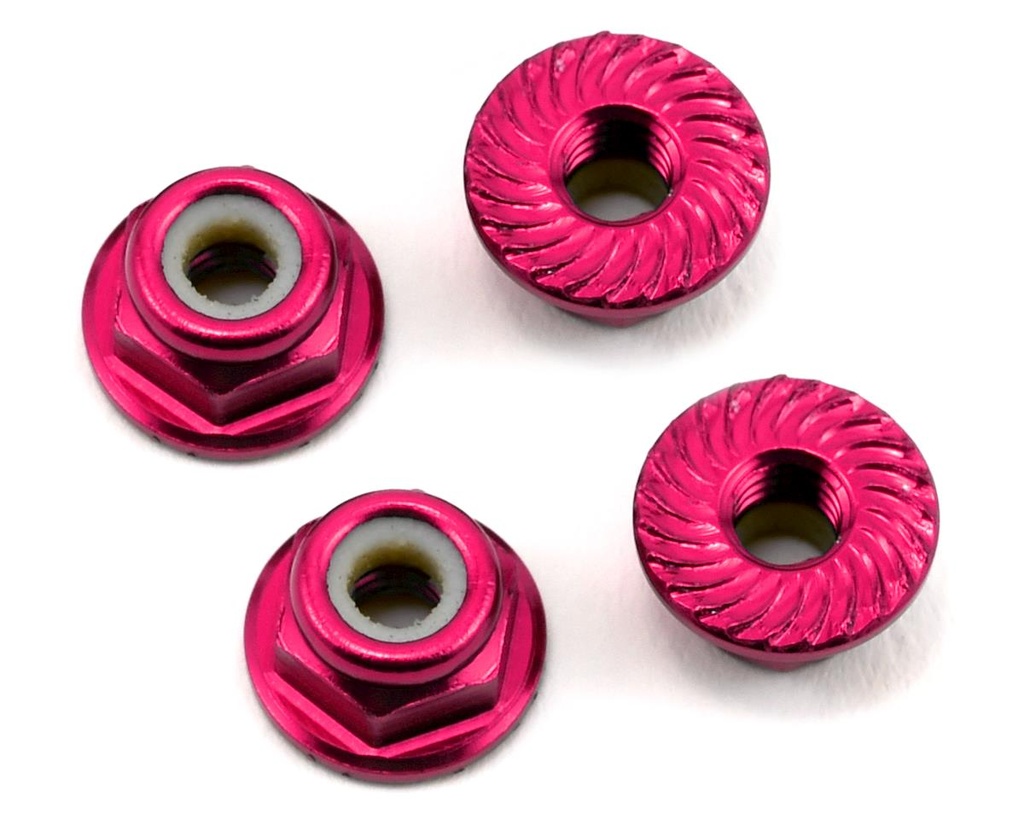175RC Aluminum 4mm Serrated Locknuts (Pink)