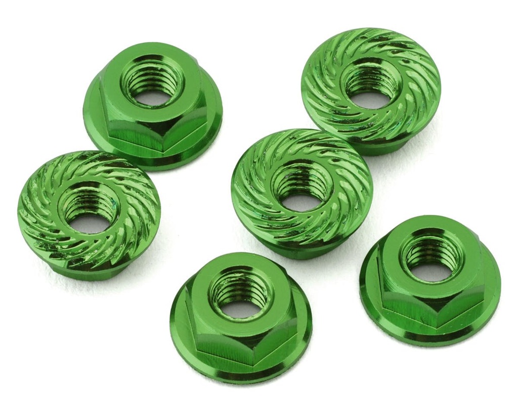 175RC Associated RC10B7 Serrated Wheel Nuts (Green) (6)