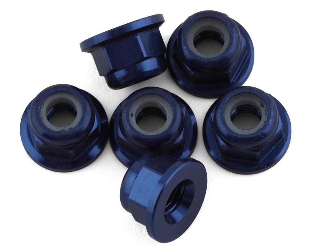 1UP Racing 3mm Aluminum Flanged Locknuts (Dark Blue) (6)