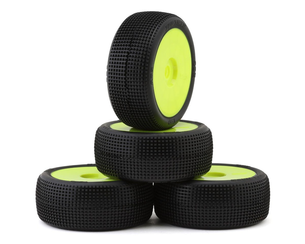 TZO Tires 402 1/8 Buggy Pre-Glued Tire Set (Yellow) (4) (Ultra Clay)