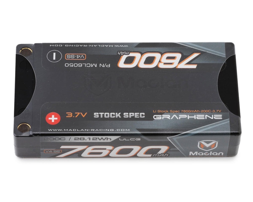 Maclan Graphene V4-SS 1S 200C LiPo ULCG Shorty Battery (3.7V/7600mAh)