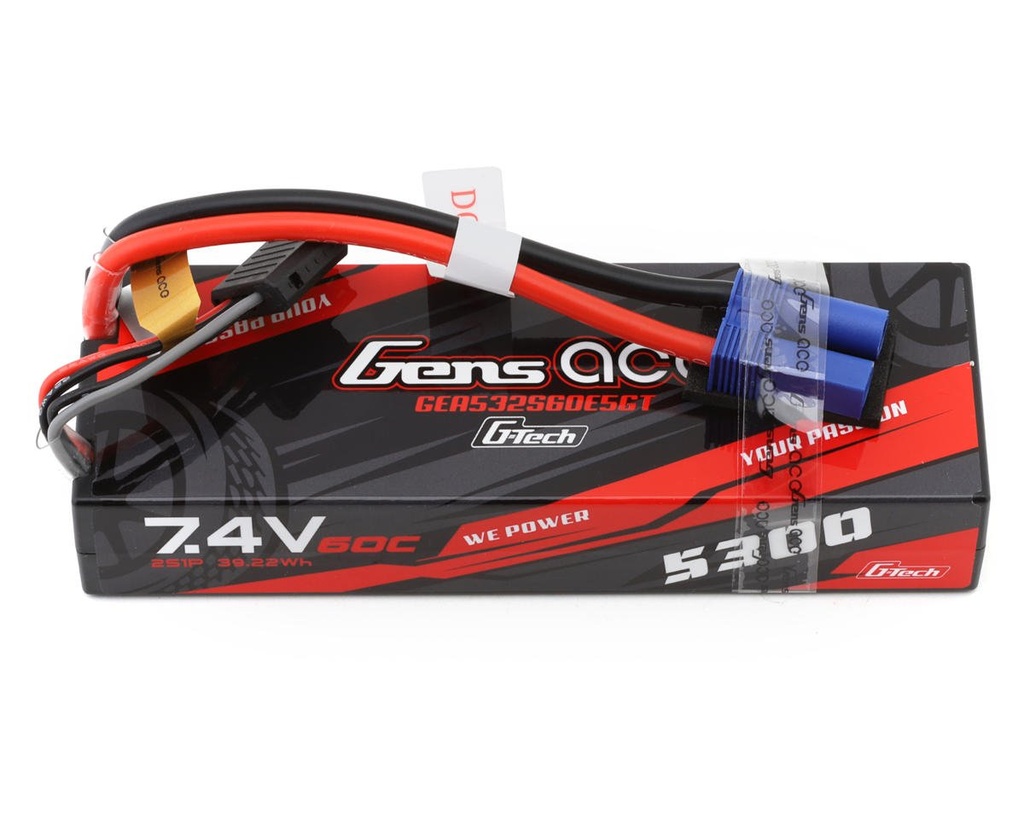 Gens Ace G-Tech Smart 2S LiPo Battery 60C (7.4V/5300mAh) w/EC5 Connector