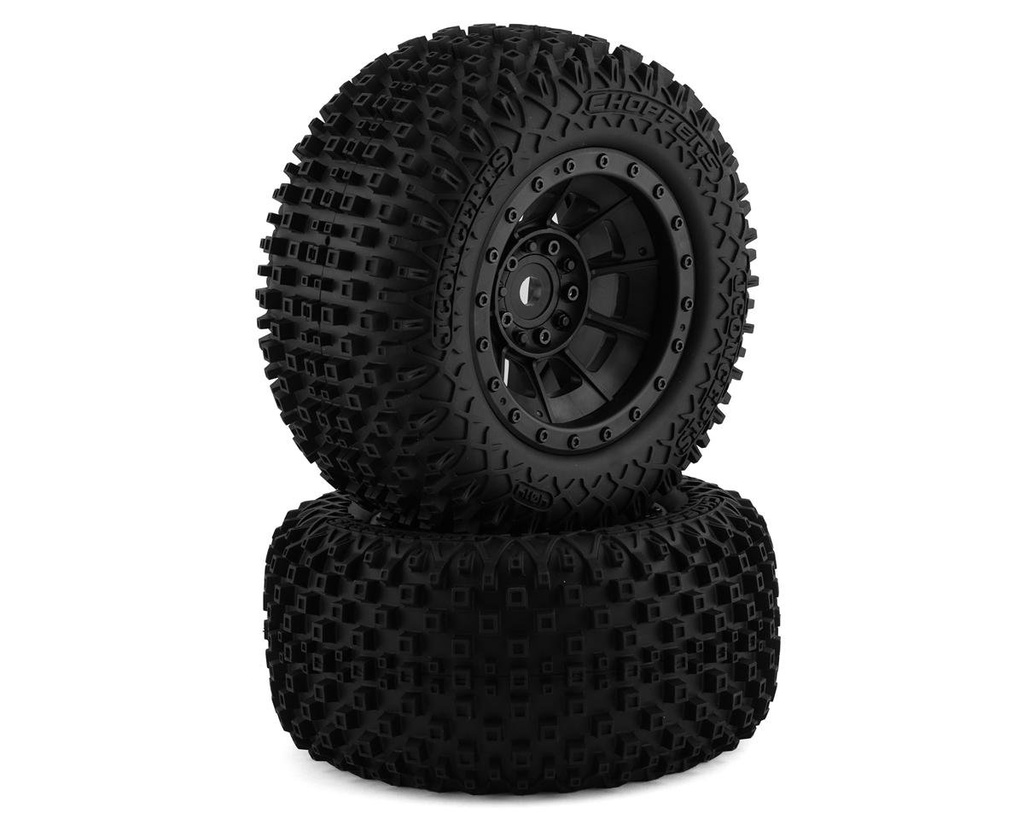 JConcepts Choppers Pre-Mounted Monster Truck Tires w/Hazard Wheel (Black) (2) (Platinum)