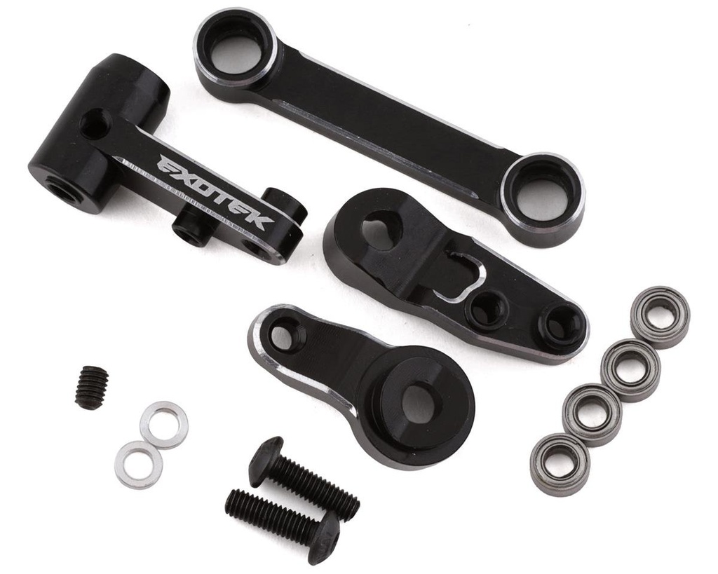 Exotek TLR 22S Drag HD Aluminum Steering Set (Silver/Black)