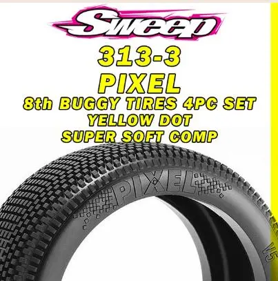 Pixel SUPER SOFT 4pc tire set. Yellow dot 313-3 - No Inserts - No Wheel