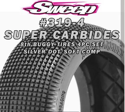 8th Buggy Super Carbide Soft Compound 4pc tire set - Silver Long Wear - No Inserts