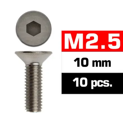Ultimate Racing M2.5X10MM Flat Head Screws (10 PCS)
