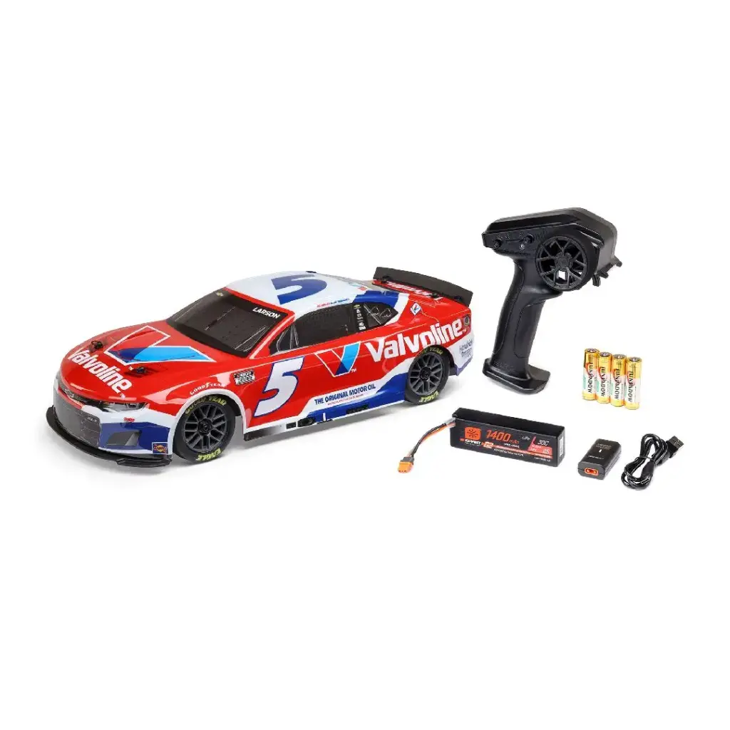 Losi 1/12 NASCAR RC Racecar Kyle Larson No. 5 2025 Valvoline Chevrolet Camaro ZL1 2S AWD RTR Brushed On-Road (B&C Incl.), Red