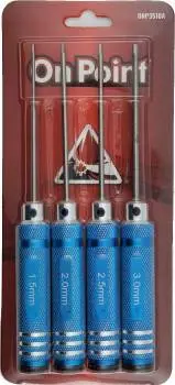 On Point Hex Screwdrivers (4) Size: 1.5mm, 2.0mm, 2.5mm, 3.0mm - Blue