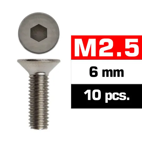 Ultimate Racing M2,5x6mm FLAT HEAD SCREWS (10pcs.)