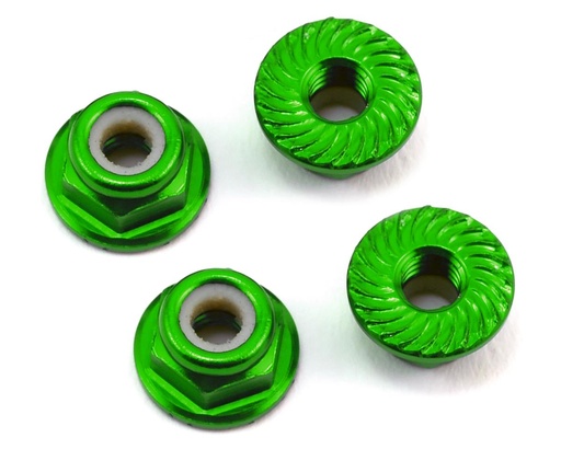 [175-11045] 175RC Aluminum 4mm Serrated Locknuts (Green)