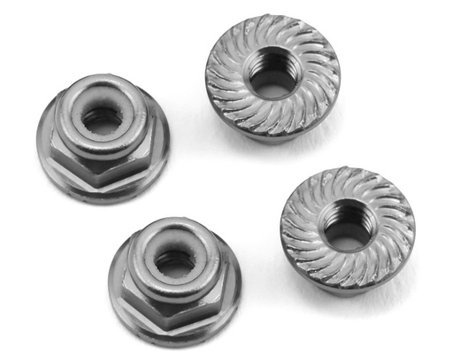 [175-11049] 175RC Aluminum 4mm Serrated Locknuts (Silver)