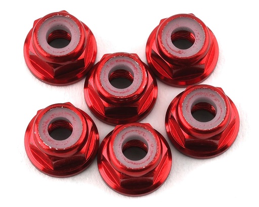 [175-17503] 175RC Lightweight Aluminum M3 Flanged Lock Nuts (Red) (6)