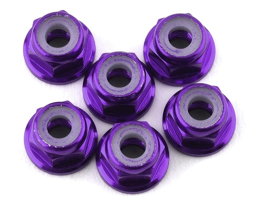 [175-17506] 175RC Lightweight Aluminum M3 Flanged Lock Nuts (Purple) (6)