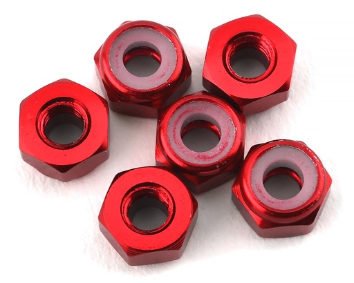 [175-17513] 175RC Lightweight Aluminum M3 Lock Nuts (Red) (6)