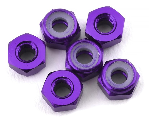 [175-17516] 175RC Lightweight Aluminum M3 Lock Nuts (Purple) (6)