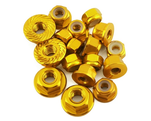 [175-18344] 175RC Associated B6.4/B6.4D Aluminum Nut Kit (Gold) (17)