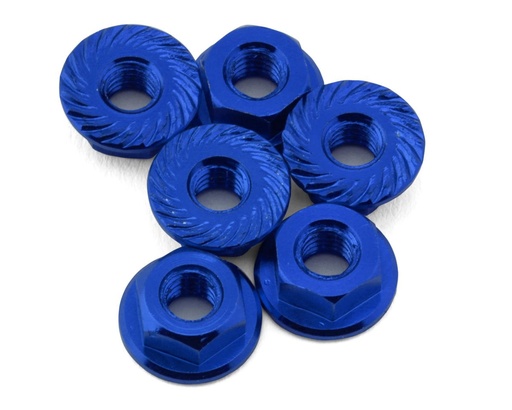 [175-18589] 175RC Team Associated RC10B74.2D CE Aluminum Serrated Wheel Nuts (Blue) (6)