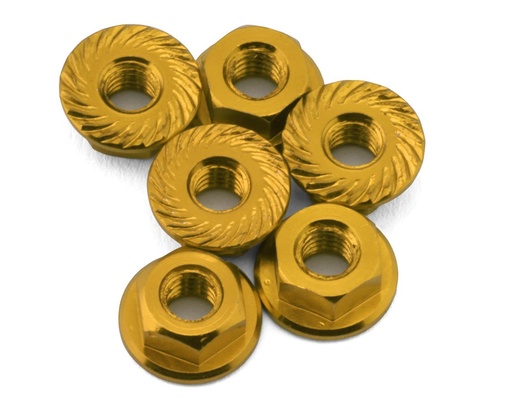 [175-18596] 175RC Team Associated RC10B74.2D CE Aluminum Serrated Wheel Nuts (Gold) (6)