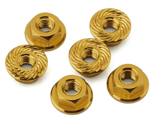 [175-18732] 175RC Associated RC10B7 Serrated Wheel Nuts (Gold) (6)