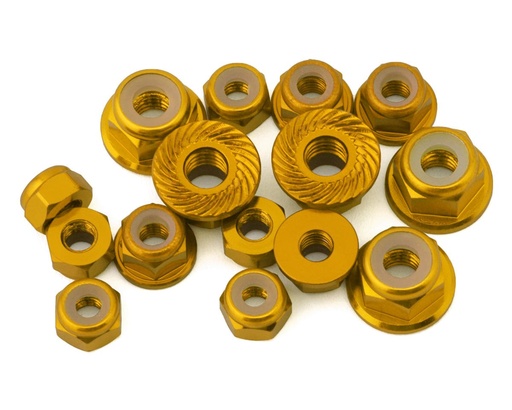 [175-18848] 175RC Team Associated DC10 Lightweight Aluminum Nuts Kit (15) (Gold)