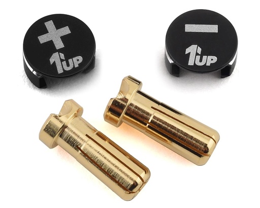 [1UP190412] 1UP Racing LowPro Bullet Plug Grips w/5mm Bullets (Black/Black)