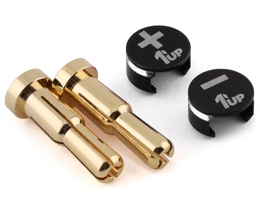 [1UP190413] 1UP Racing LowPro Bullet Plug Grips w/4-5mm Bullets (Black/Black)