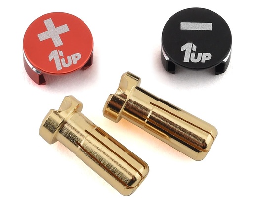 [1UP190432] 1UP Racing LowPro Bullet Plug Grips w/5mm Bullets (Black/Red)