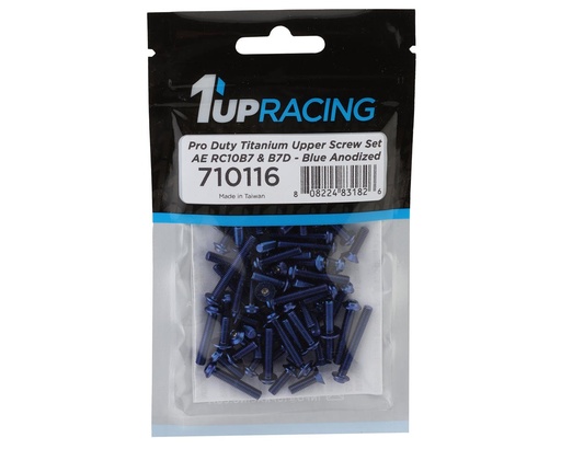 [1UP710116] 1UP Racing RC10B7/RC10B7D Pro Duty Titanium Upper Screw Set (Blue)(73)
