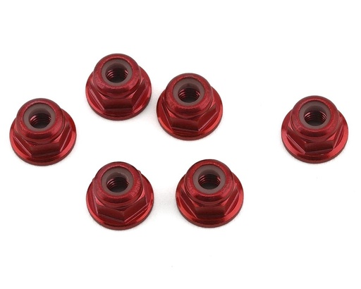 [1UP80534] 1UP Racing 3mm Aluminum Flanged Locknuts (Red) (6)