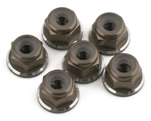 [1UP80588] 1UP Racing 3mm Aluminum Flanged Locknuts w/Chamfered Finish (Gunmetal) (6)