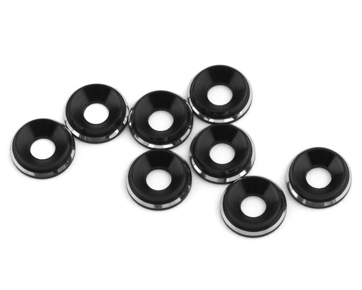 [1UP820019] 1UP Racing 3mm LowPro Countersunk Washers (Black Shine) (8)