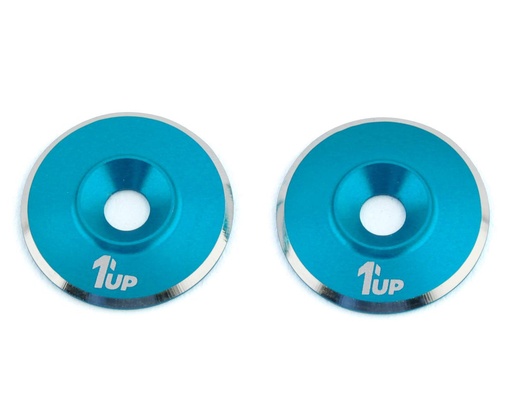 [1UP820221] 1UP Racing 3mm LowPro Wing Washers (Bright Blue Shine) (2)