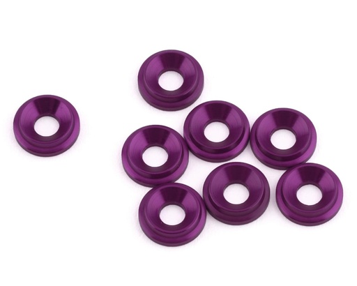 [1UP820309] 1UP Racing 3mm LowPro Countersunk Washers (Purple) (8)