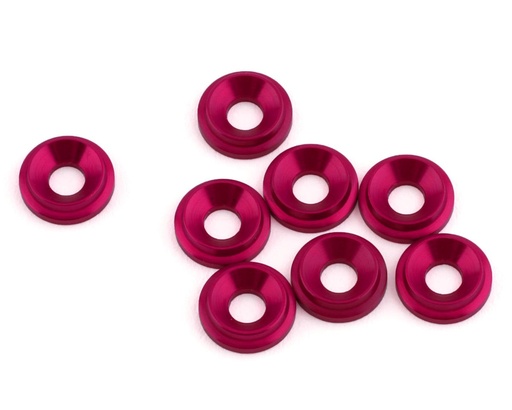 [1UP820409] 1UP Racing 3mm LowPro Countersunk Washers (Hot Pink) (8)