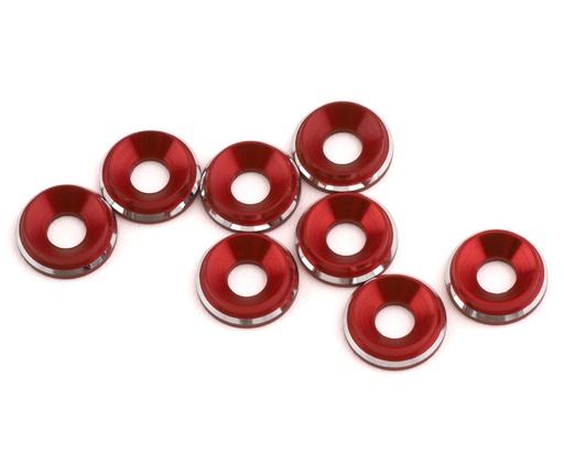 [1UP820519] 1UP Racing 3mm LowPro Countersunk Washers (Red Shine) (8)