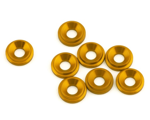 [1UP820709] 1UP Racing 3mm LowPro Countersunk Washers (Gold) (8)