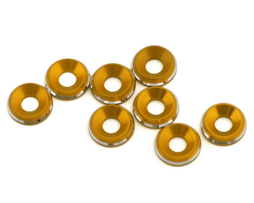 [1UP820719] 1UP Racing 3mm LowPro Countersunk Washers (Gold Shine) (8)