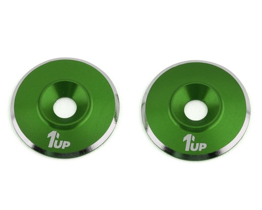 [1UP820821] 1UP Racing 3mm LowPro Wing Washers (Green Shine) (2)