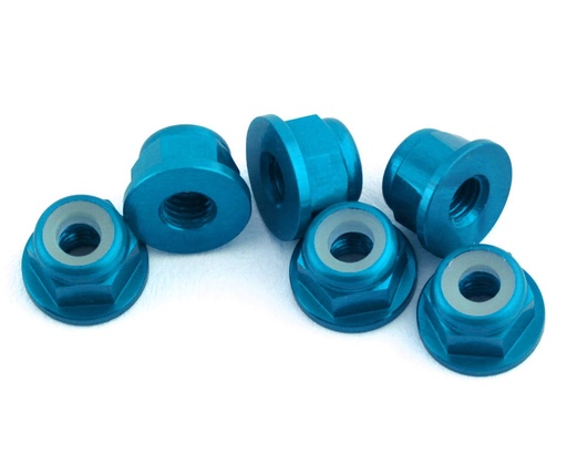 [1UP870203] 1UP Racing 3mm Aluminum Flanged Locknuts (Bright Blue) (6)