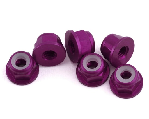 [1UP870303] 1UP Racing 3mm Aluminum Flanged Locknuts (Purple) (6)