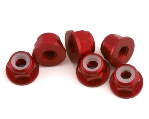 [1UP870503] 1UP Racing 3mm Aluminum Flanged Locknuts (Red) (6)