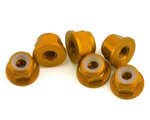 [1UP870703] 1UP Racing 3mm Aluminum Flanged Locknuts (Gold) (6)
