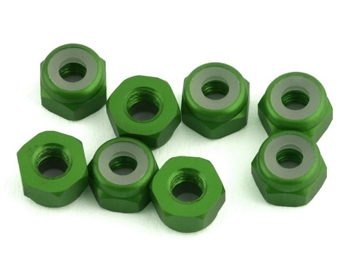 [1UP870802] 1UP Racing 3mm Aluminum Locknuts (Green) (8)