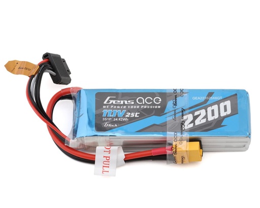 [GEA223S25X6GT] Gens Ace G-Tech Smart 3S LiPo Battery 25C (11.1V/2200mAh) w/XT60 Connector
