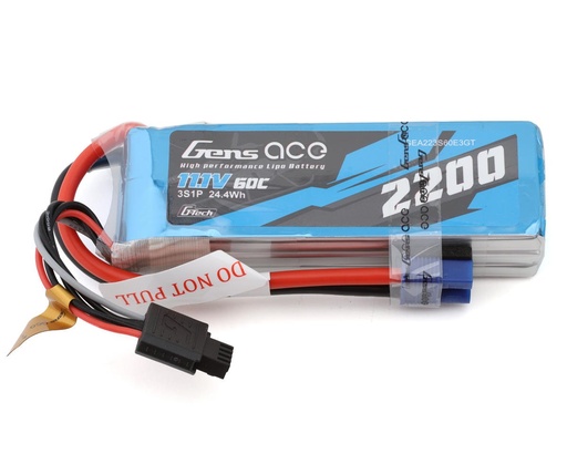 [GEA223S60E3GT] Gens Ace G-Tech Smart 3S LiPo Battery 60C (11.1V/2200mAh) w/EC3 Connector