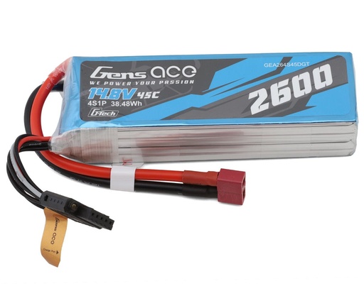 [GEA264S45DGT] Gens Ace G-Tech Smart 4S LiPo Battery 45C (14.8V/2600mAh) w/T-Style Connector